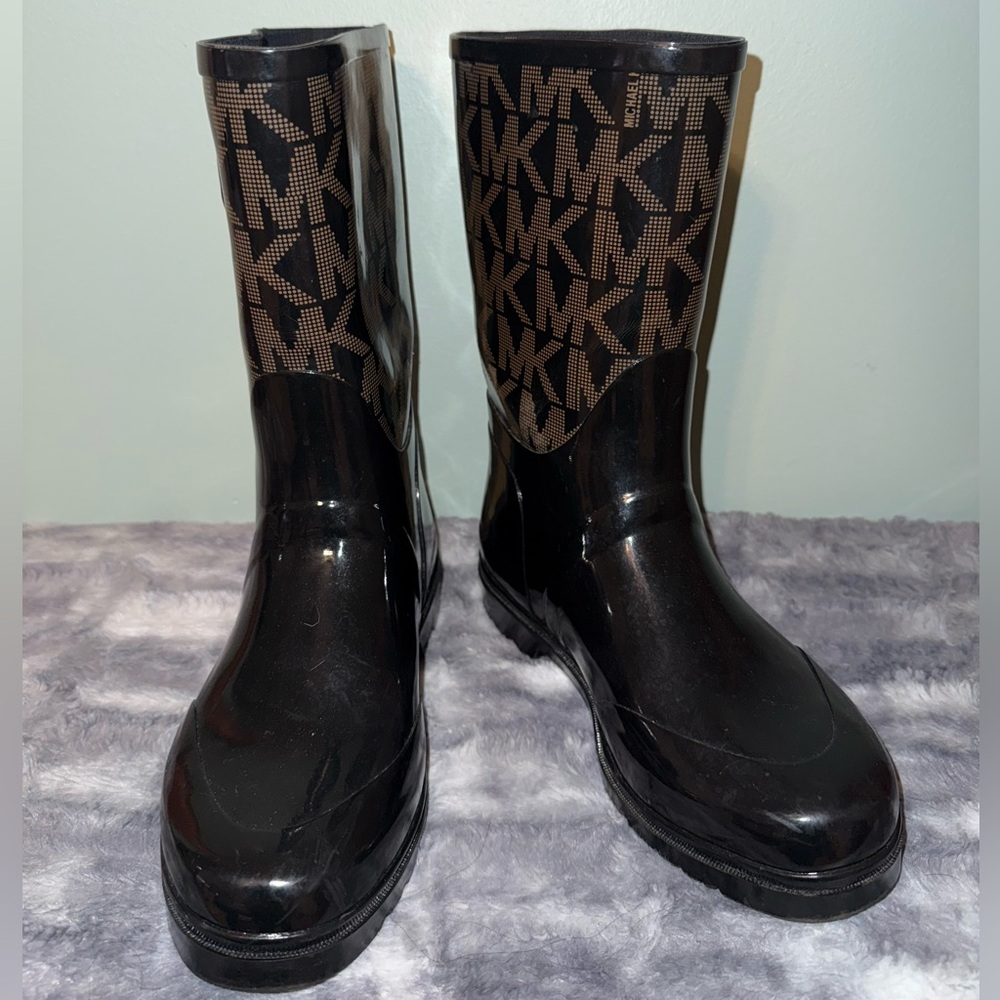 Michael Kors Black and Brown Rain Boots